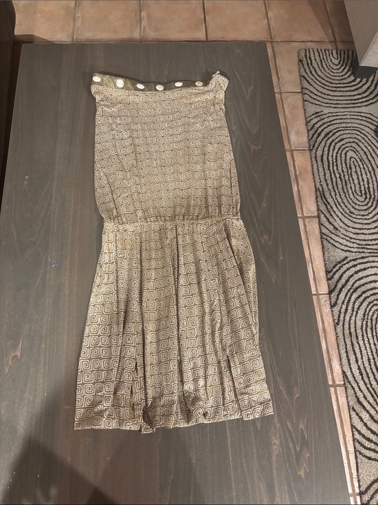 Tamara catz Dresses & Skirts - Sleeveless Midi Dress with Geometric Print - Taupe